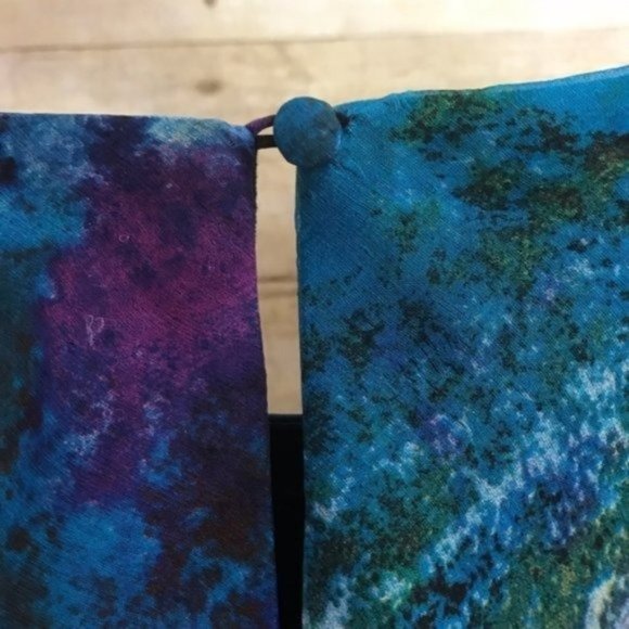 NWT Aidan by Aidan Mattox Black Draped Gown Silk Abstract Watercolor Blue Green - Picture 4 of 13